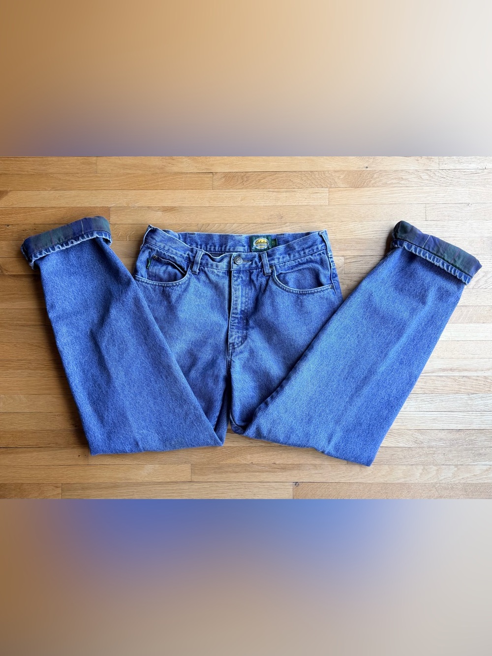Cabela's Flannel Lined Straight Denim Blue Jeans Men’s 34 100% Cotton Warm